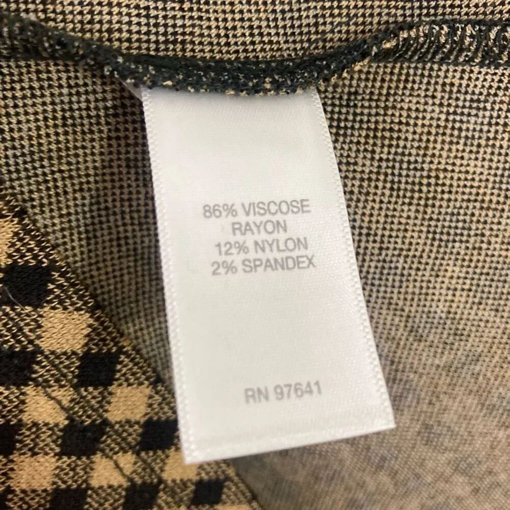 J. JILL Dress Sz S Ponte Gingham Camel Tan Black Checkered - Picture 6 of 6
